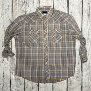 Wrangler Multicolor Plaid Shirt Rockabilly Pearl Snap Button Down Rancher Shirt